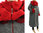 Boho artsy coat with rose collar, boiled wool in grey with red L-XL