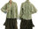Two pieces linen dress, pinafore dress + jacket, in olive & pale green M