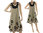 Fab linen dress with sunflowers in 2 ways to wear, nature black S-M