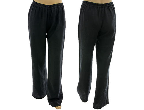Long wide legs pants for tall women, linen in black  XL