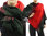 Cozy knit wool poncho wrap loop scarf hood in darkgreen red S-XL
