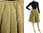Wide swinging boho skirt linen wool mix in yellow-beige S