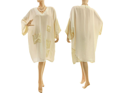 Oversized lagenlook dress tunic silk in ecru S-XXL