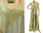 Maxi upcycled dress for tall women linen in pastel green S-M
