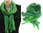 Lagenlook ruffle scarf silk crushed hand dyed in green