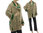 Lagenlook boho jacket with lapel collar, linen in natural green M-L