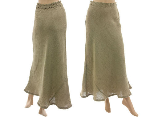 Lagenlook flared maxi skirt, linen in nature M