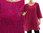 Lagenlook sweater Cloe, merino in magenta with glitter thread L-XL