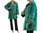 Boho artsy silk coat jacket, patchwork teal green blue M-L