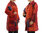 Boho artsy silk coat jacket, patchwork red burgundy L-XL