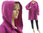 Lagenlook hooded jacket, exclusive boiled wool in purple-pink XL-XXL