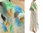 Boho lagenlook maxi linen dress caftan handpainted, in white L-XXL