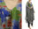 Boho artsy handpainted linen poncho cape cover in grey S-XXL