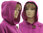 Lagenlook hooded jacket with flowers, merino boiled wool in purple-pink L-XL