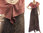 Boho maxi linen dress with flounce collar, in brown S