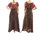 Boho maxi linen dress with carmen collar, in brown S