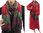 Cozy knit wool shawl wrap cape scarf in coral-red grey S-XXL