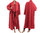 Maxi wrap coat waterfall collar, boiled felted wool in coral red L-XL