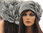 Boho lagenlook hat cap with leaves boiled wool in light grey M-XL