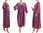 Lagenlook cozy winter dress boiled felted wool in purple with coral L-XL
