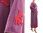 Lagenlook cozy winter dress boiled felted wool in purple with coral L-XL