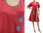 Boho spring summer linen dress, side entry pockets, in raspberry red S-M