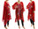 Artsy boho hand painted red linen gauze tunic caftan with flowers L-XXL