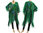 Artsy boho hand painted green linen gauze tunic caftan L-XXL