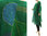 Artsy boho hand painted green linen gauze tunic caftan L-XXL