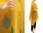 Artsy boho hand painted yellow linen gauze tunic with tulips M-XL