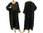 Fall winter maxi party dress hand painted, linen crepe in black L-XXL