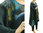 Hand painted lagenlook wool poncho cover in dark teal S-XXL