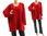 Oversized batwing tunic sweater, boiled felted merino wool in red L-XXL
