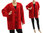 Oversized batwing V-neck jacket, boiled felted merino wool in red L-XXL