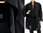 Lagenlook wrap jacket waterfall collar, boiled felted merino wool in black L-XXL