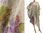 Boho balloon hand painted linen dress in natural S-XL