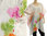 Boho hand painted summer tunic linen gauze in white S-XXL
