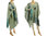 Boho hand painted linen poncho cover up in mint green S-XXL