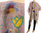 Boho hand painted mauve linen gauze tunic with yellow tulips M-XXL