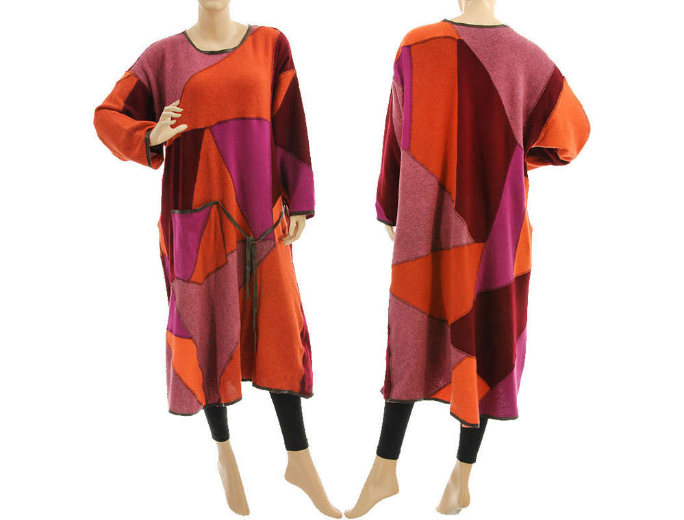 size XL. Lagenlook burgundy wool sweater