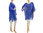 Linen summer tunic, beach dress with fringes, in cobalt blue S-XL