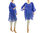 Linen summer tunic, beach dress with sequins, in cobalt blue S-XL