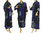 Maxi plus size dress, crushed silk in blue colours L-XXL