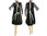 Warm lagenlook pinafore dress boiled wool black grey ecru S-M