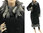 Boho maxi fringed coat boiled wool in black grey S-M