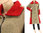 Cozy A-line fall winter coat, boiled wool in beige red M-L