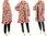 Boho flared coat with polka dots, boiled wool in powder rose M-L