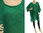 Linen summer tunic, beach dress with sequins, in green S-XL