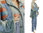 Lagenlook patchwork jacket, soft cotton in blue apricot M-L