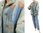 Lagenlook patchwork jacket, soft cotton in blue apricot M-L